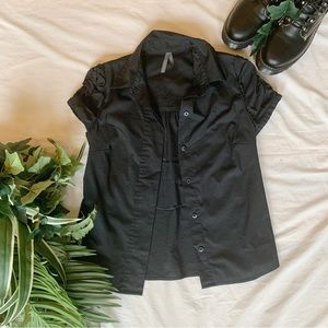 Old Navy Black Puff Sleeve Dress Shirt